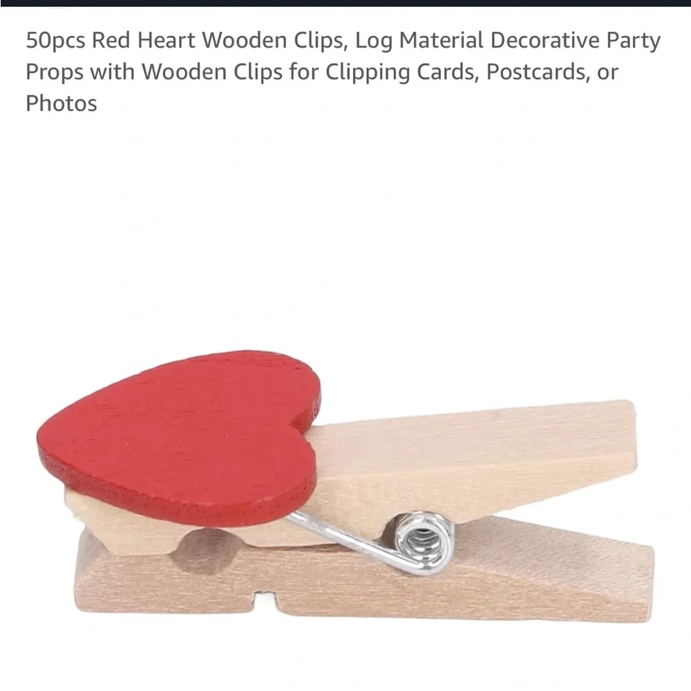 🌼$5🌼Red Heart Wooden Clothespins for Party Decor